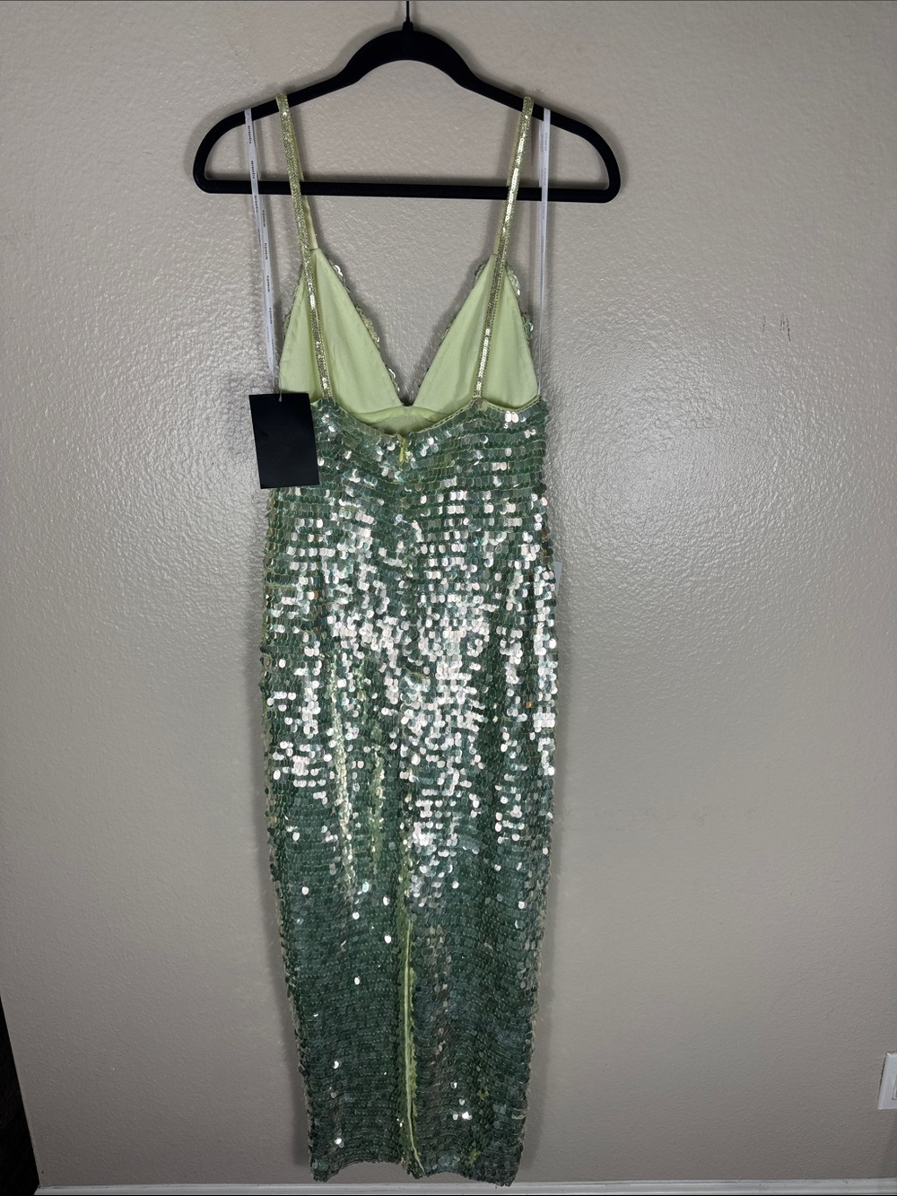 Retrofete Ines Sequin Dress in Pistachio - Picture 7 of 16